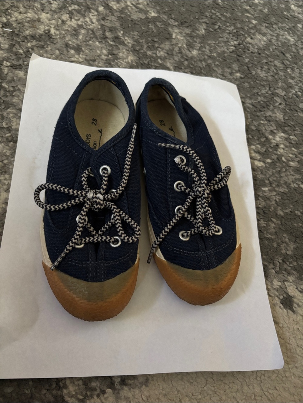 Zara Kids Navy Canvas Lace-Up Shoes with Rubber Toe